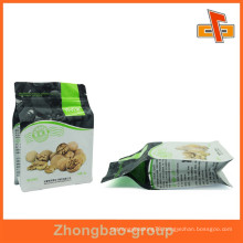 Customized plastic flat bottom nut bag for packing with zipper